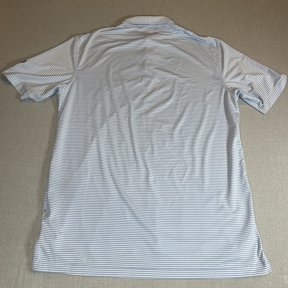 Peter Millar Men's Light Blue Striped Summer Comfort Golf Polo Shirt L *FLAW* - Picture 6 of 9